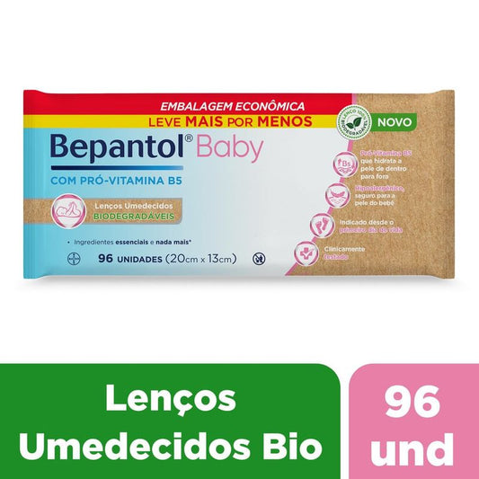 Lenço Umedecido Bepantol Baby Biodegradável com Pró-Vitamina B5 Hipoalergênico 96 unidades